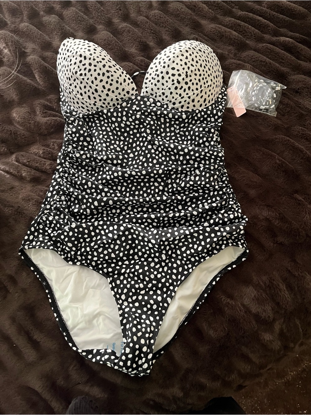 Victoria's Secret Black and White Polka Dot One-Piece Swimsuit